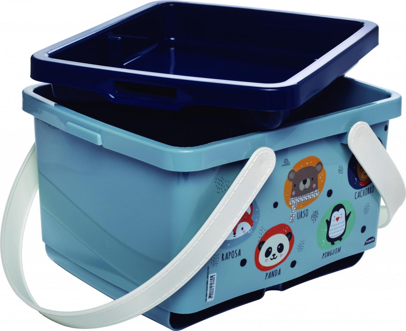 ORGANIZADOR DE PLASTICO PORTA FRALDA DESCARTAVEL DECORADA AZUL INFANTIL -PLASUTIL