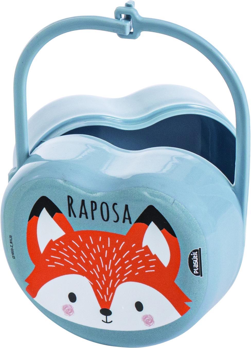 PORTA CHUPETA DE PLASTICO COM ALCA UN DECORADA AZUL INFANTIL - PLASUTIL