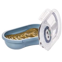 PORTA PAPINHA DE PLASTICO COM TRAVA E COLHER DECORADA AZUL INFANTIL-PLASUTIL