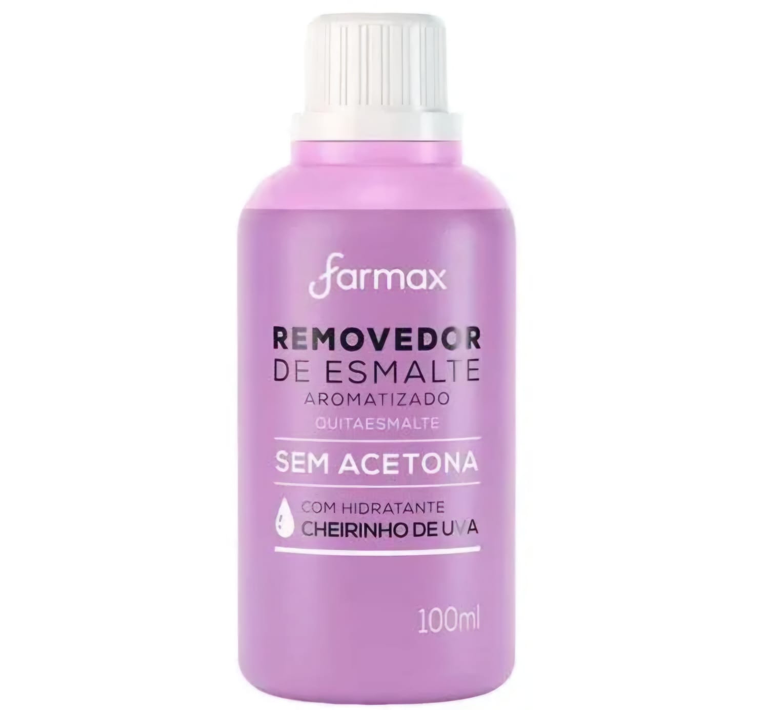 REMOVEDOR DE ESMALTE SEM ACETONA 100ML COM HIDRATANTE COM CHEIRINHO DE UVA - FARMAX