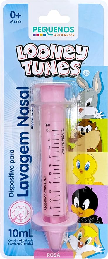 SERINGA PARA LAVAGEM NASAL LOONEY TONES ROSA 10ML NOSEWASH - AGPMED