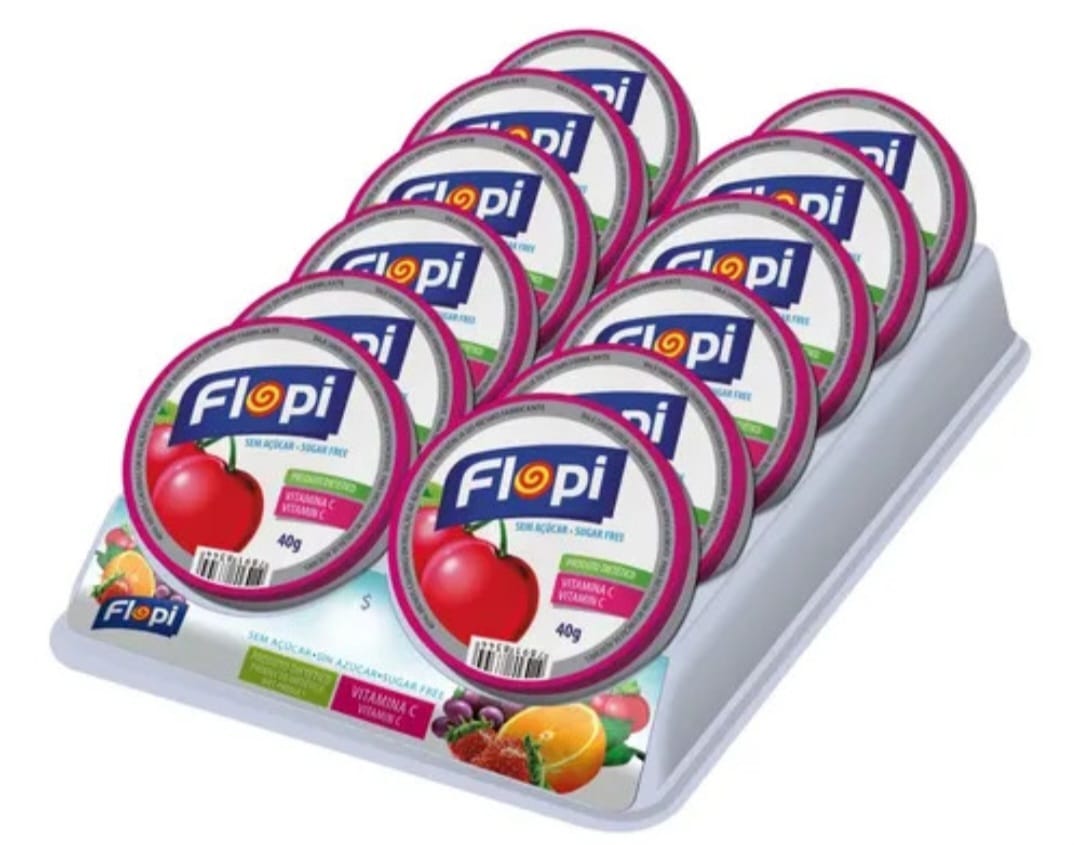 BALAS FLOPI SABOR CEREJA 12 LATAS 40G SEM ACUCAR - FLORESTAL