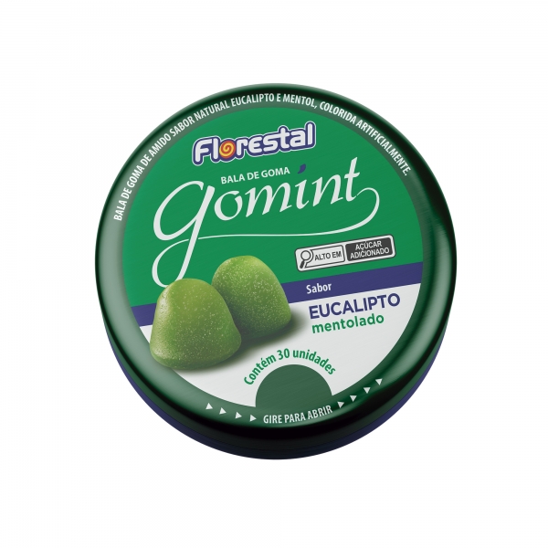 BALAS DE GOMA GOMINT EUCALIPTO MENTOLADO 6 POTES C/ 30 GOMAS - FLORESTAL