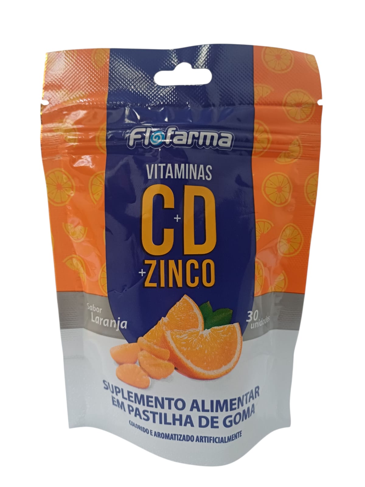 VITAMINAS FLOFARMA C + D + ZINCO GOMA 30UN SABOR LARANJA - FLORESTAL