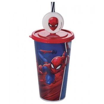COPO DE PLASTICO INFANTIL REFRI HOMEM- ARANHA METALIZADO PINGENTE 500ML - PLASUTIL