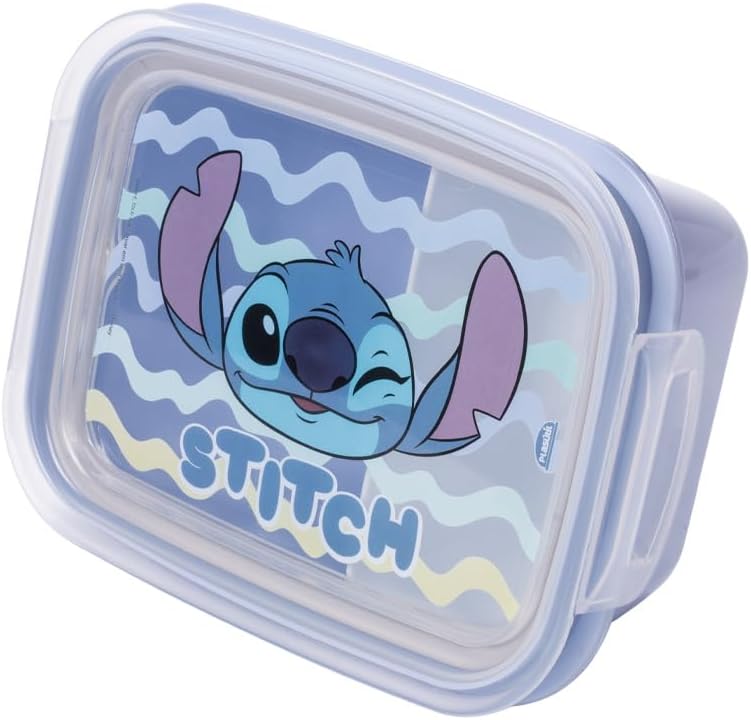 MARMITA DE PLASTICO INFANTIL STITCH COM TRAVA 630ML - PLASUTIL