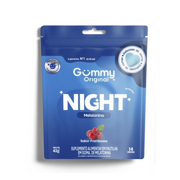 GUMMY NIGHT MELATONINA GOMAS 14UN POUCH SABOR FRAMBOESA - NUTRIN GROUP