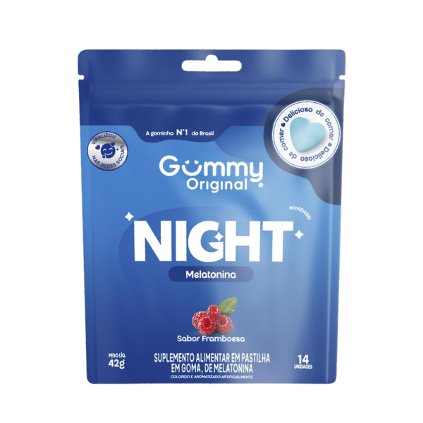 GUMMY NIGHT MELATONINA GOMAS 14UN POUCH SABOR FRAMBOESA - NUTRIN GROUP