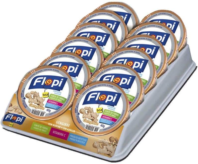 BALAS FLOPI SABOR TEA GENGIBRE 12 LATAS 40G CADA SEM ACUCAR - FLORESTAL