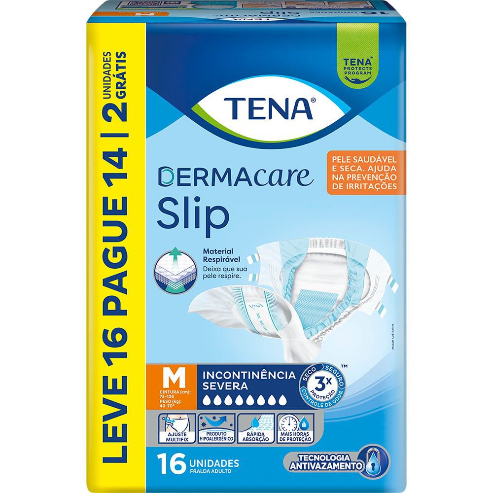 FRALDA SLIP DERMACARE TAM M 4 PCTS C/ L16P14 INCONTINENCIA SEVERA - TENA