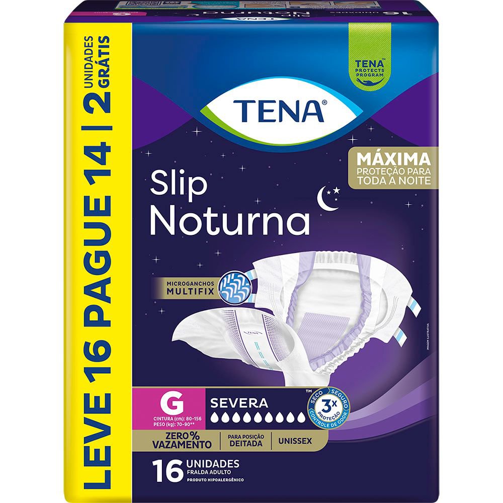 FRALDA SLIP NOTURNA TAM G 4 PCTS C/ L16P14 INCONTINENCIA SEVERA - TENA