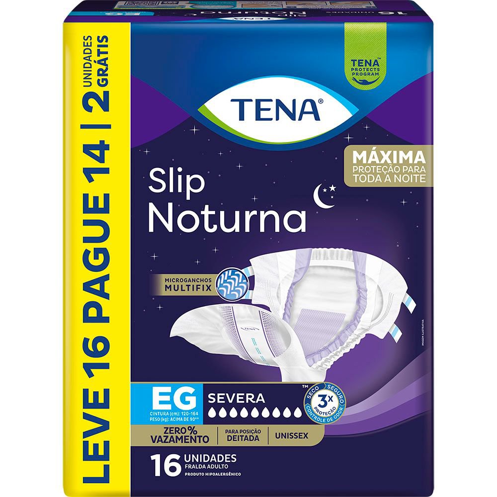 FRALDA SLIP NOTURNA TAM EG 4 PCTS C/ L16P14 INCONTINENCIA SEVERA - TENA