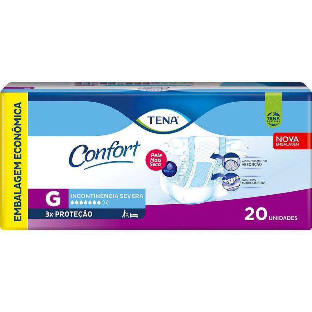 FRALDA CONFORT TAM G 3 PCTS C/20UN INCONTINENCIA SEVERA - TENA