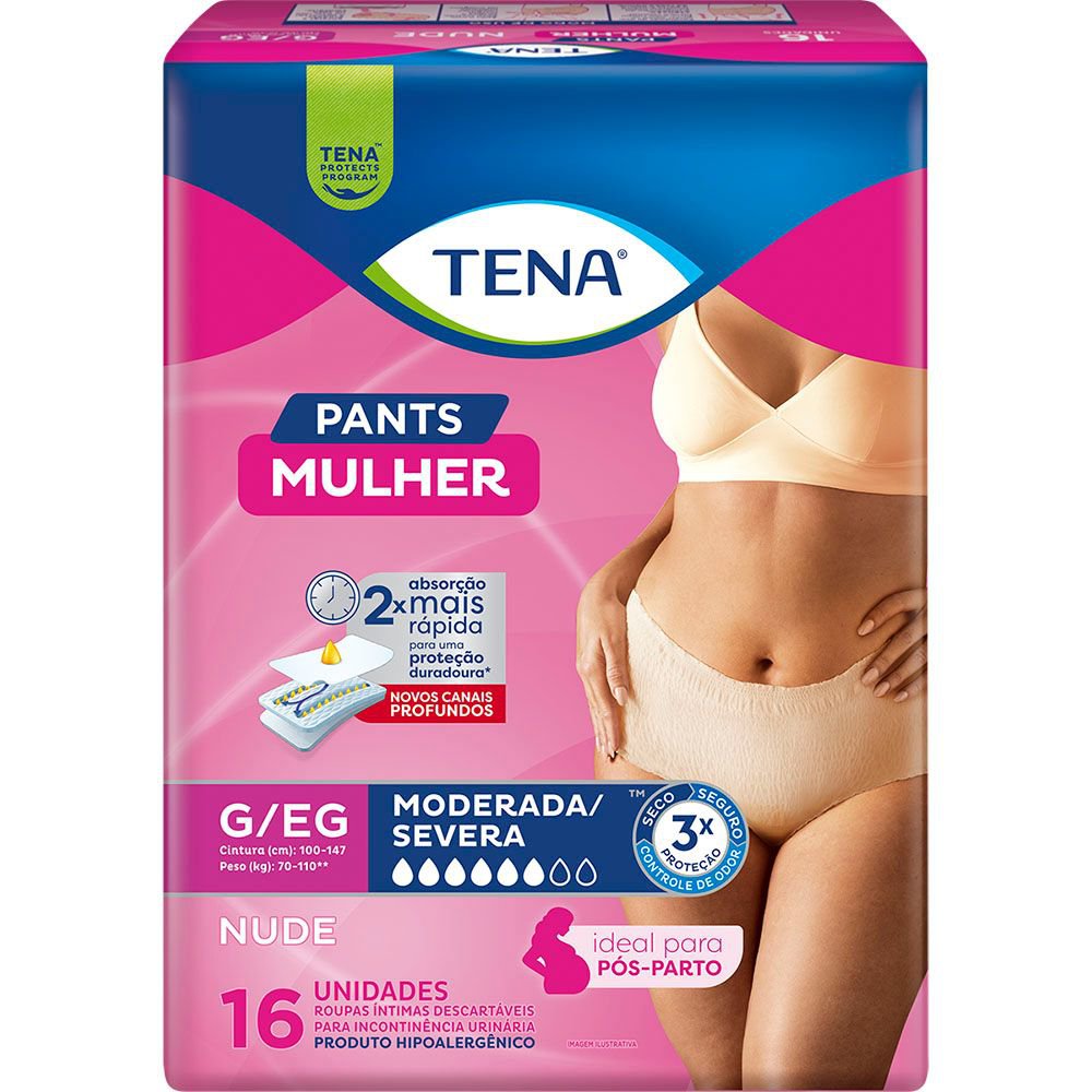 ROUPA INTIMA PANTS MULHER NUDE TAM G/EG 4 PCTS C/ 16UN MODERADA/SEVERA - TENA