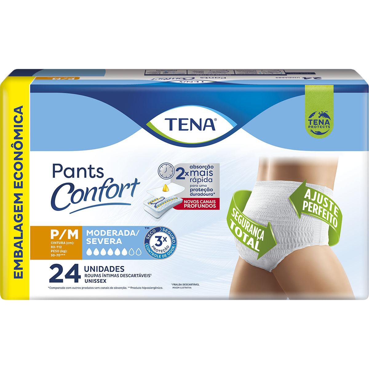 ROUPA INTIMA PANTS CONFORT TAM P/M 4 PCTS C/ 24UN MODERADA/SEVERA - TENA