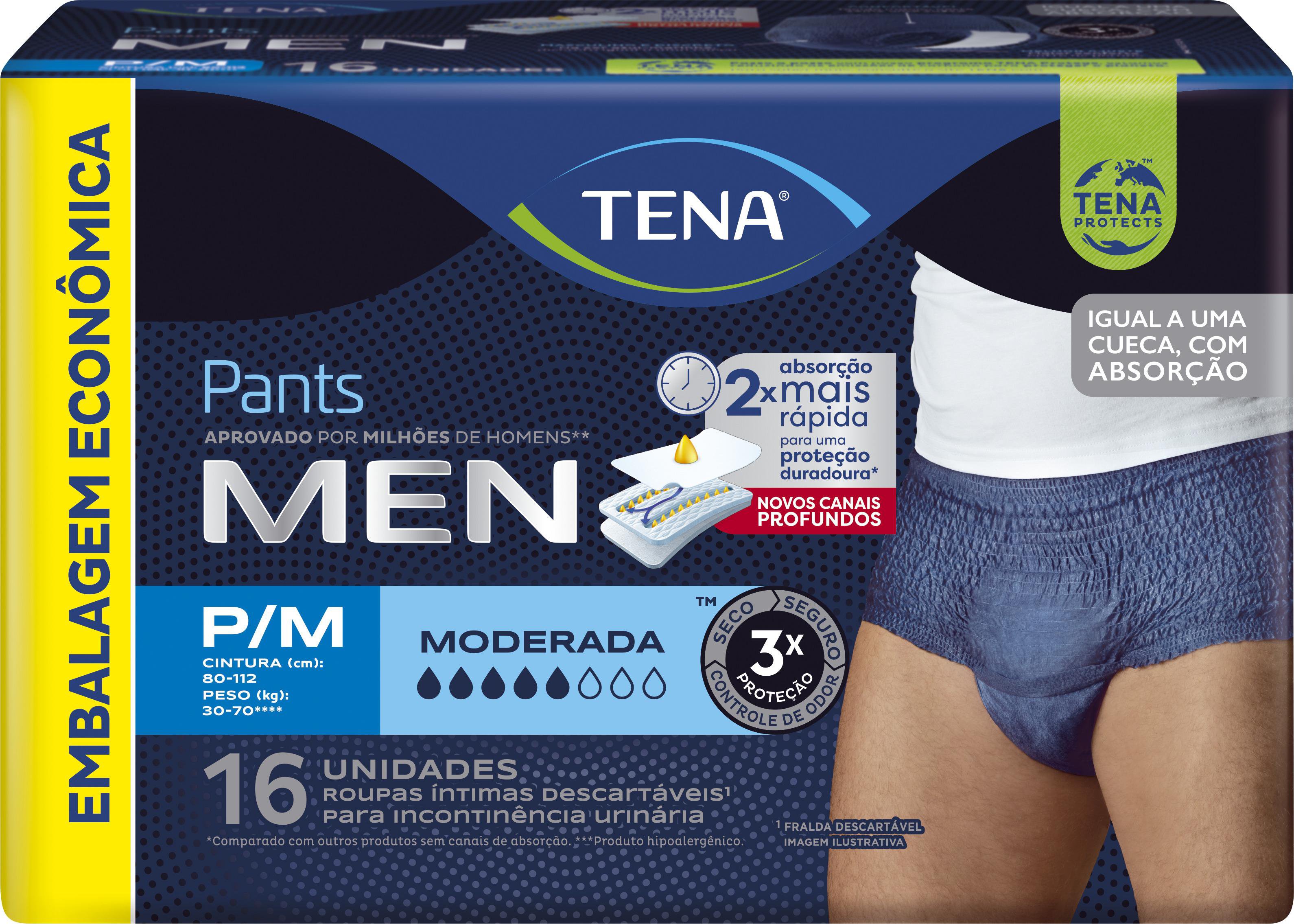 ROUPA INTIMA PANTS MEN TAM P/M 4 PCTS C/ 16UN INCONTINENCIA MODERADA - TENA