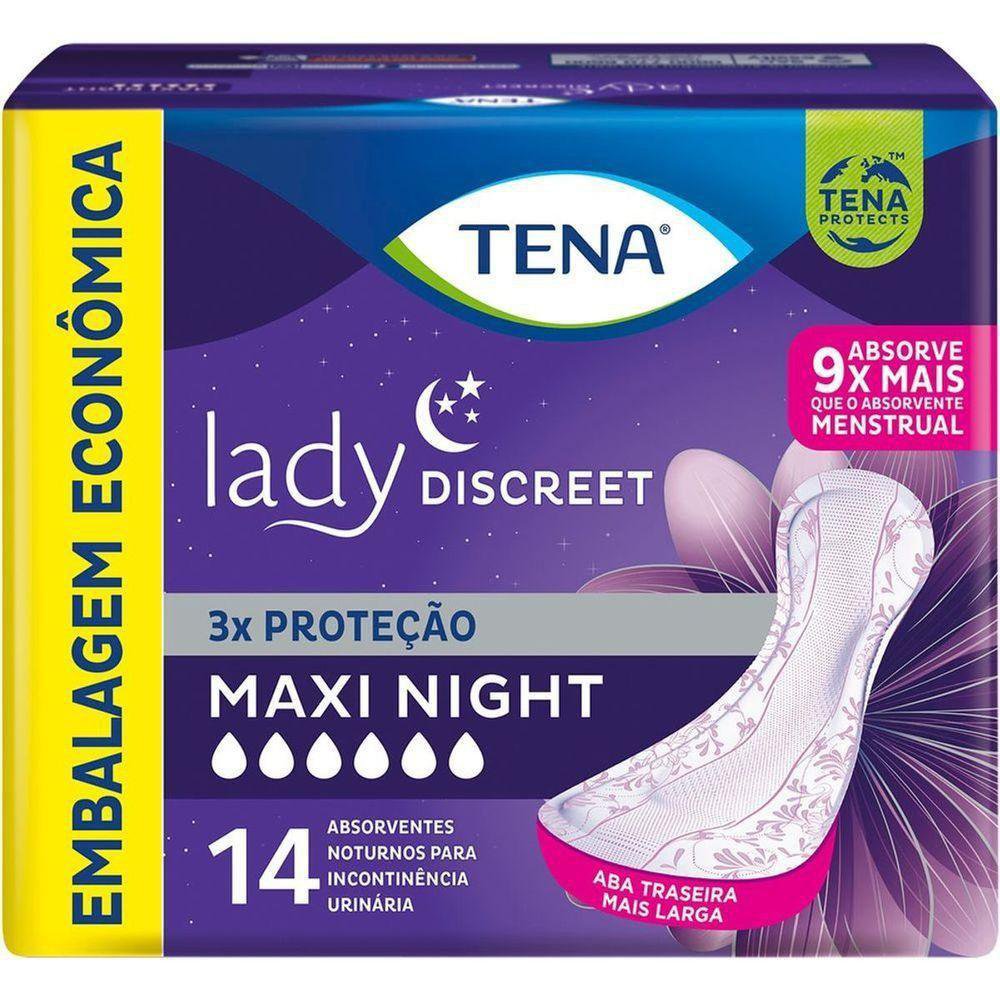 ABSORVENTE LADY DISCREET MAXI NIGHT 14UN INCONTINENCIA MODERADA - TENA