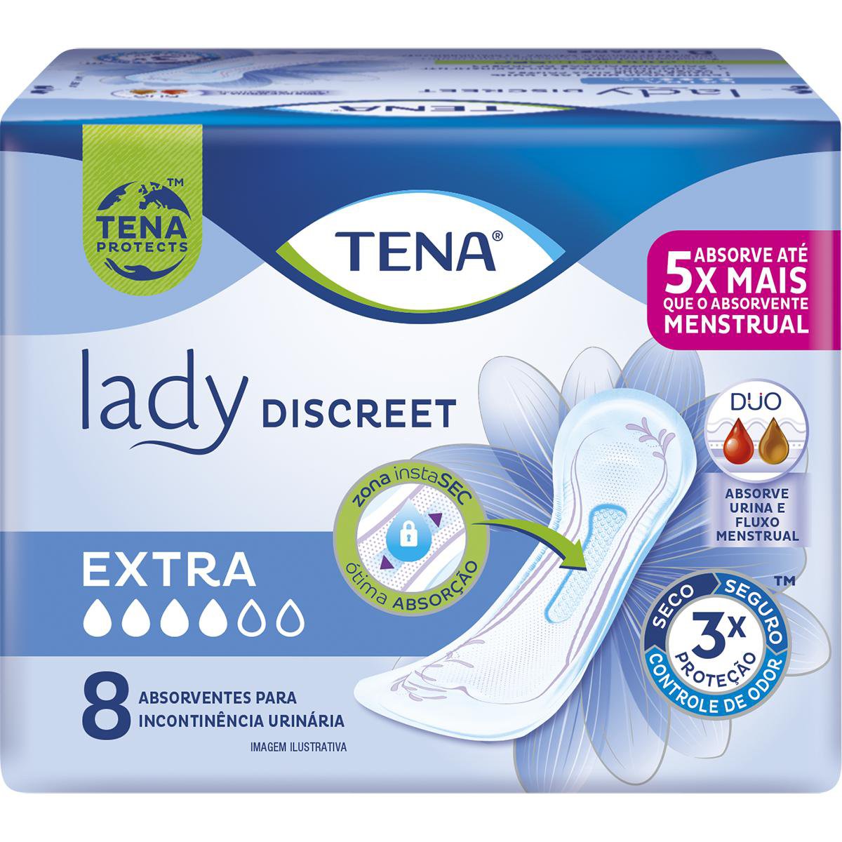 ABSORVENTE LADY DISCREET EXTRA DRY 8UN INCONTINENCIA MODERADA - TENA