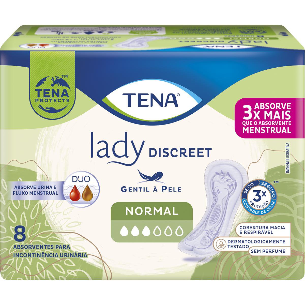 ABSORVENTE LADY DISCREET NORMAL 8UN INCONTINENCIA LEVE - TENA
