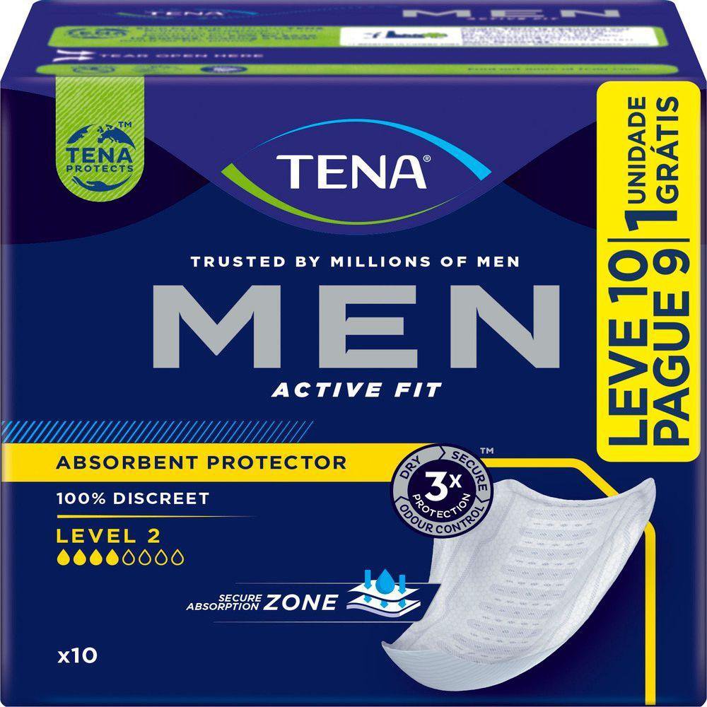 ABSORVENTE MEN ACTIVE FIT LEVEL 2 L10P9 INCONTINENCIA LEVE - TENA