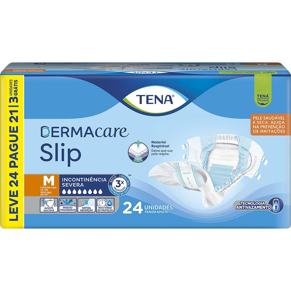 FRALDA SLIP DERMACARE M L24P21 3 PCTS INCONTINENCIA SEVERA - TENA