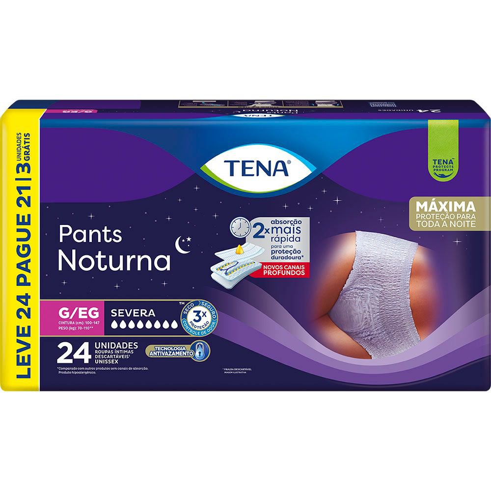 ROUPA INT PANTS NOTURNA G/EG L24P21 4PCT UNISSEX SEVERO - TENA