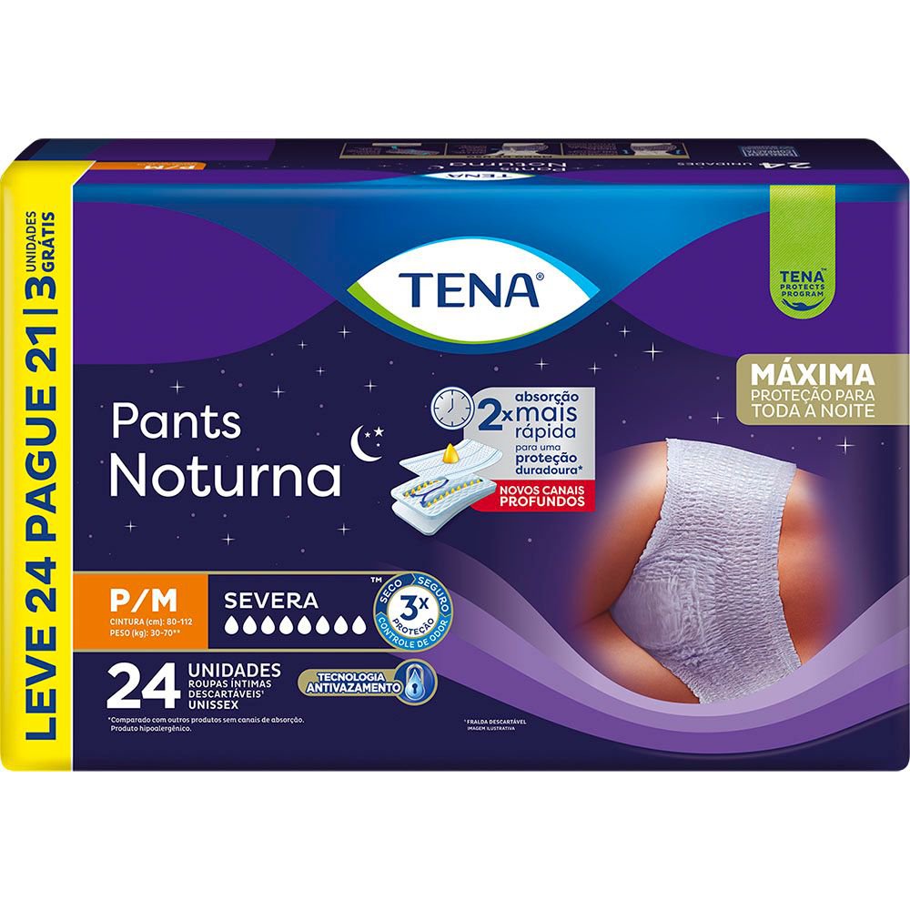 ROUPA INT PANTS NOTURNA P/M L24P21 4PCTS UNISSEX SEVERA - TENA
