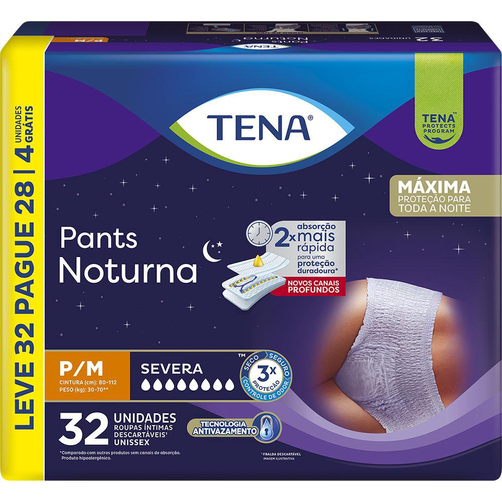 ROUPA INT PANTS NOTURNA P/M L32P28 3PCTS UNISSEX SEVERO - TENA
