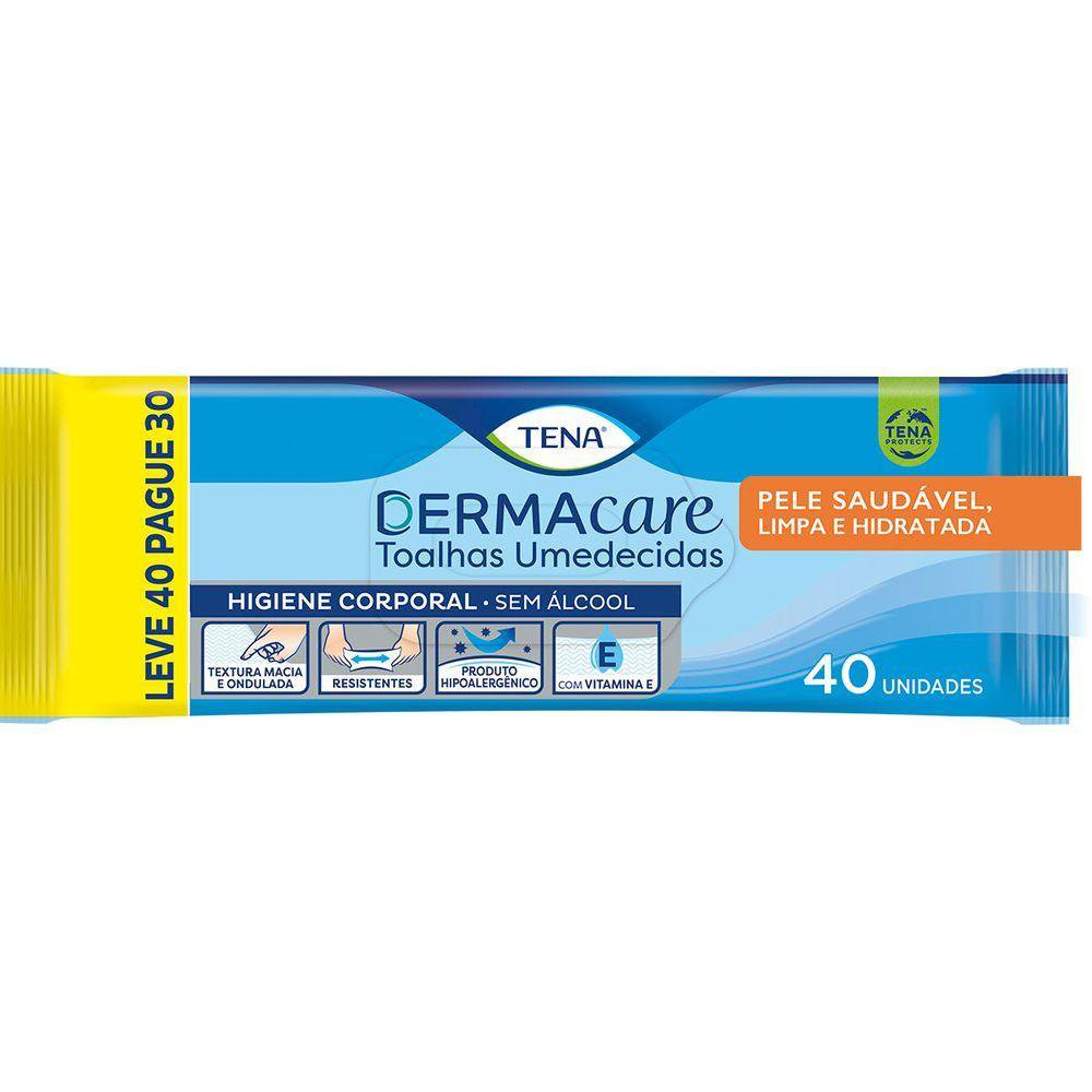 TOALHA UMEDECIDA DERMACARE L40P30 VIT E SEM ALCOOL - TENA