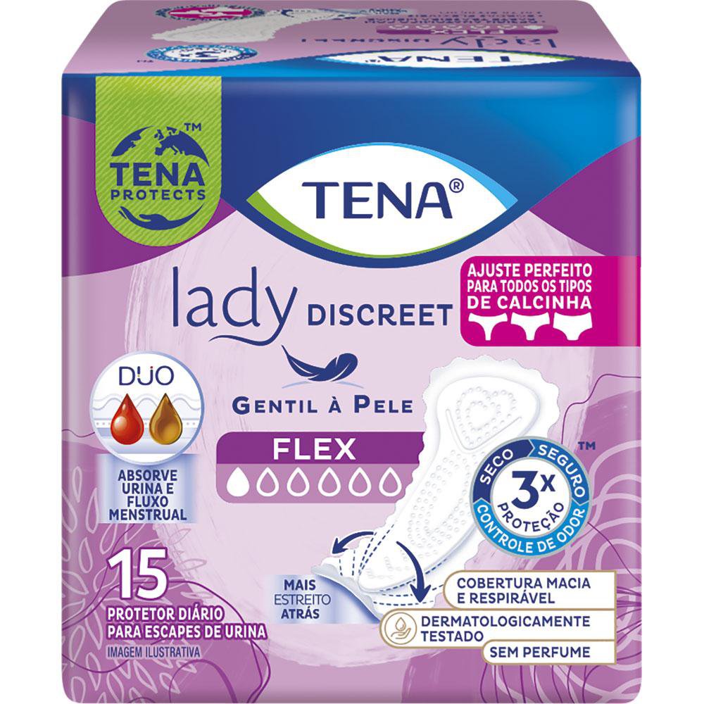 PROTETOR DIARIO LADY DISCREET FLEX 15UN - TENA