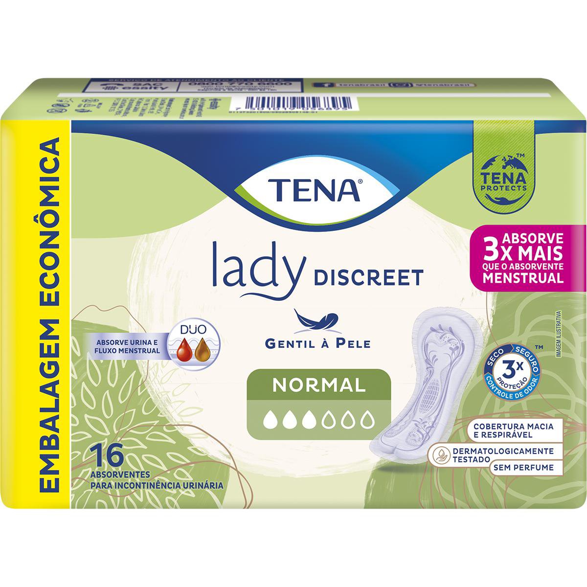 ABSORVENTE LADY DISCREET NORMAL 16UN INCONTINENCIA LEVE - TENA