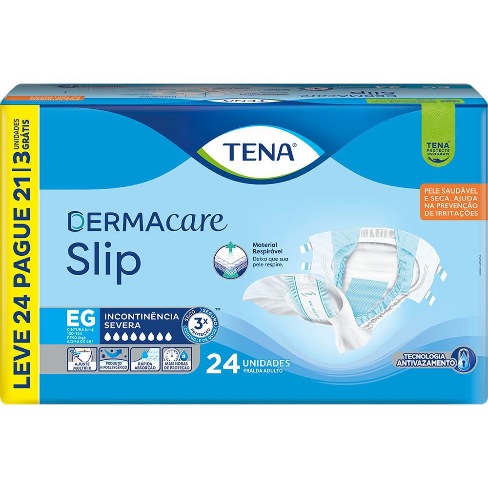 FRALDA SLIP DERMACARE EG L24P21 3 PCTS INCONTINENCIA SEVERA - TENA