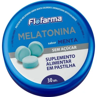 SUPLEMENTO FLOFARMA DE MELATONINA MENTA SEM ACUCAR COM 30 PASTILHAS - FLORESTAL