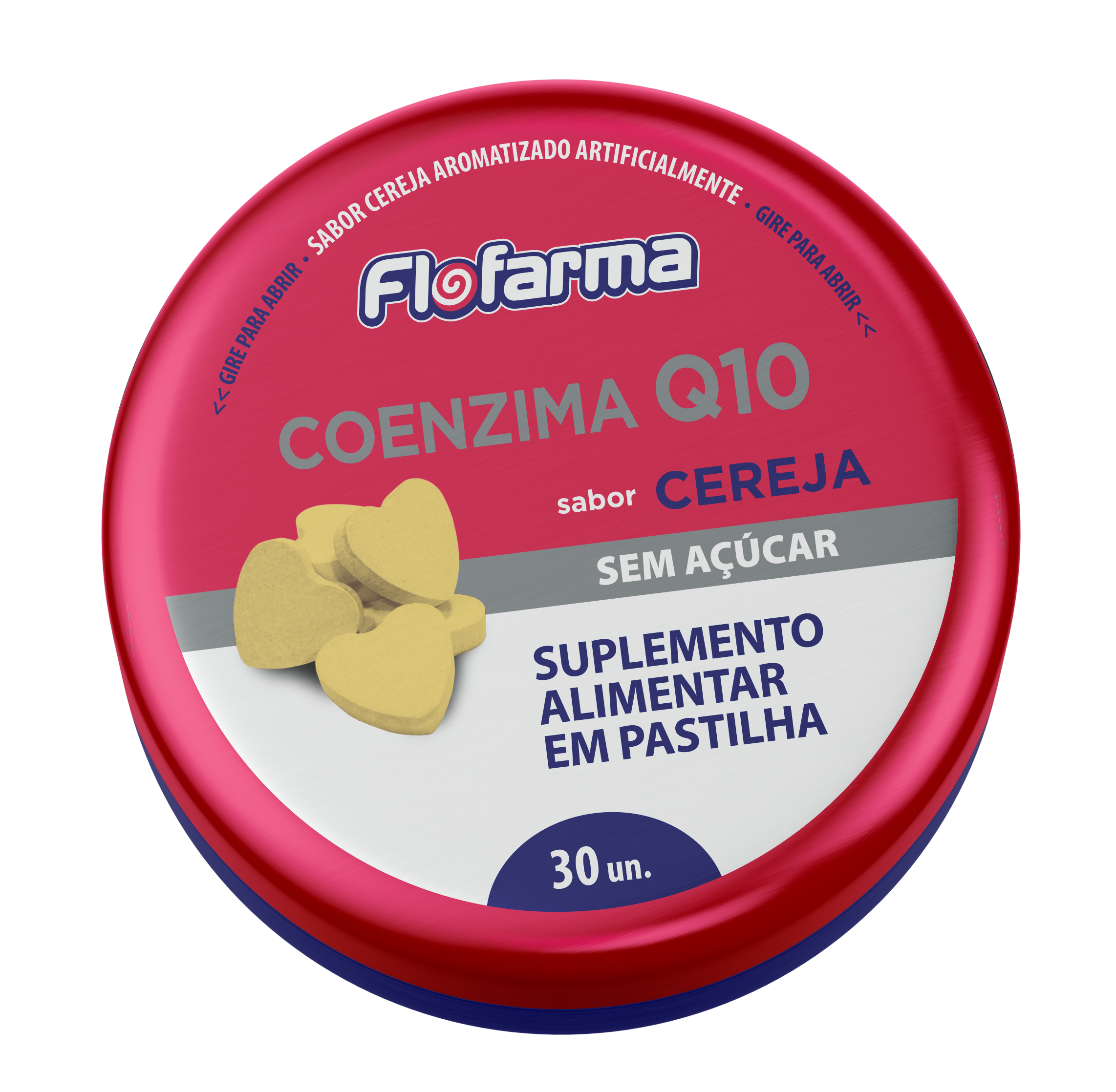 SUPLEMENTO FLOFARMA DE COENZIMA Q10 CEREJA S/ AÇÚCAR C/ 30 PASTILHAS - FLORESTAL