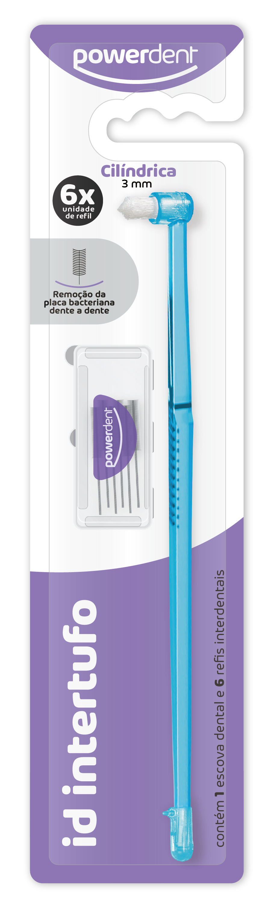 ESCOVA ID INTERTUFO CILINDRICA 3MM + REFIL 6UN REF 1433 - POWERDENT